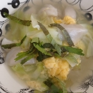 冷凍餃子を使って　野菜たっぷりのスープ餃子